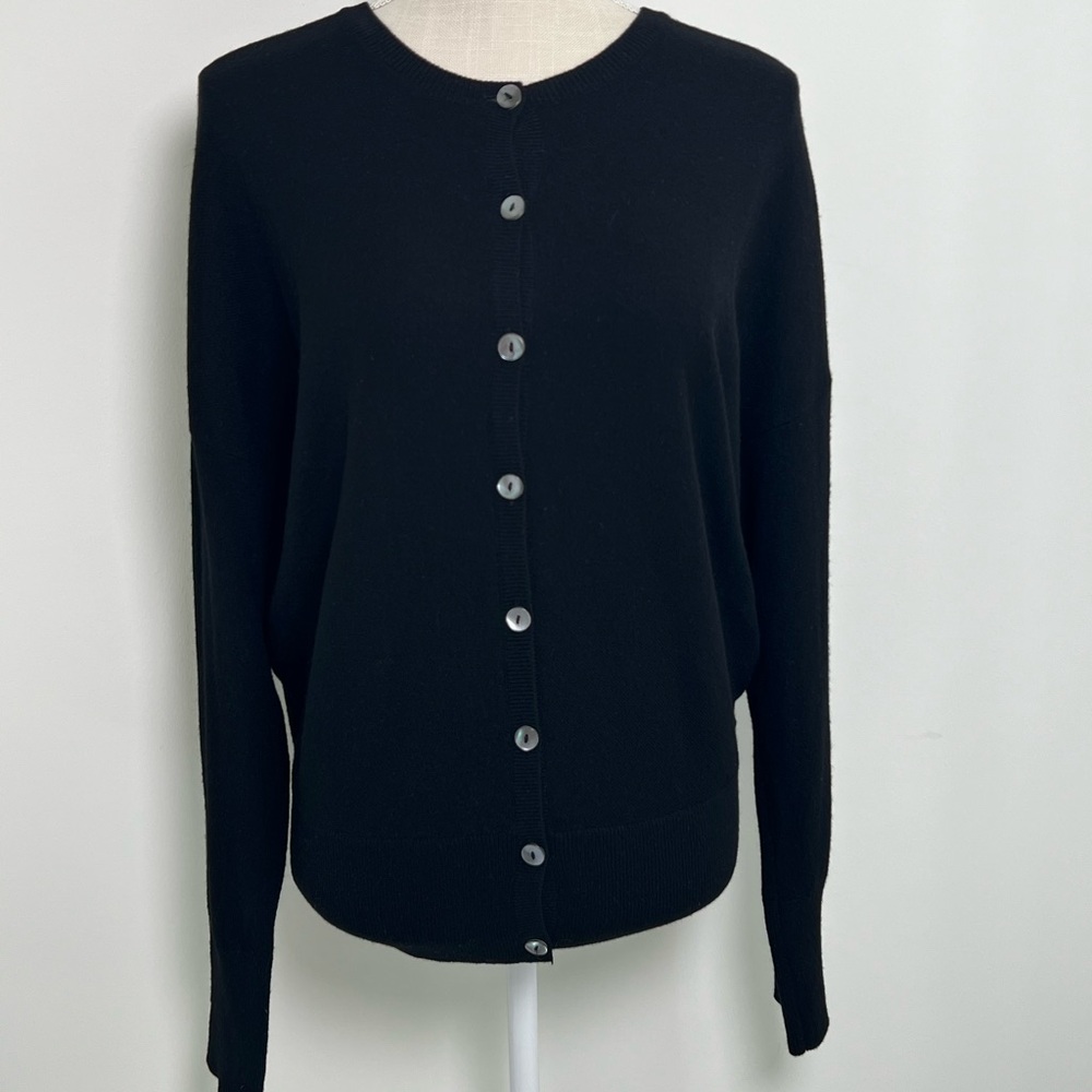 Vince Black Cashmere Button-Up Cardigan Size Large